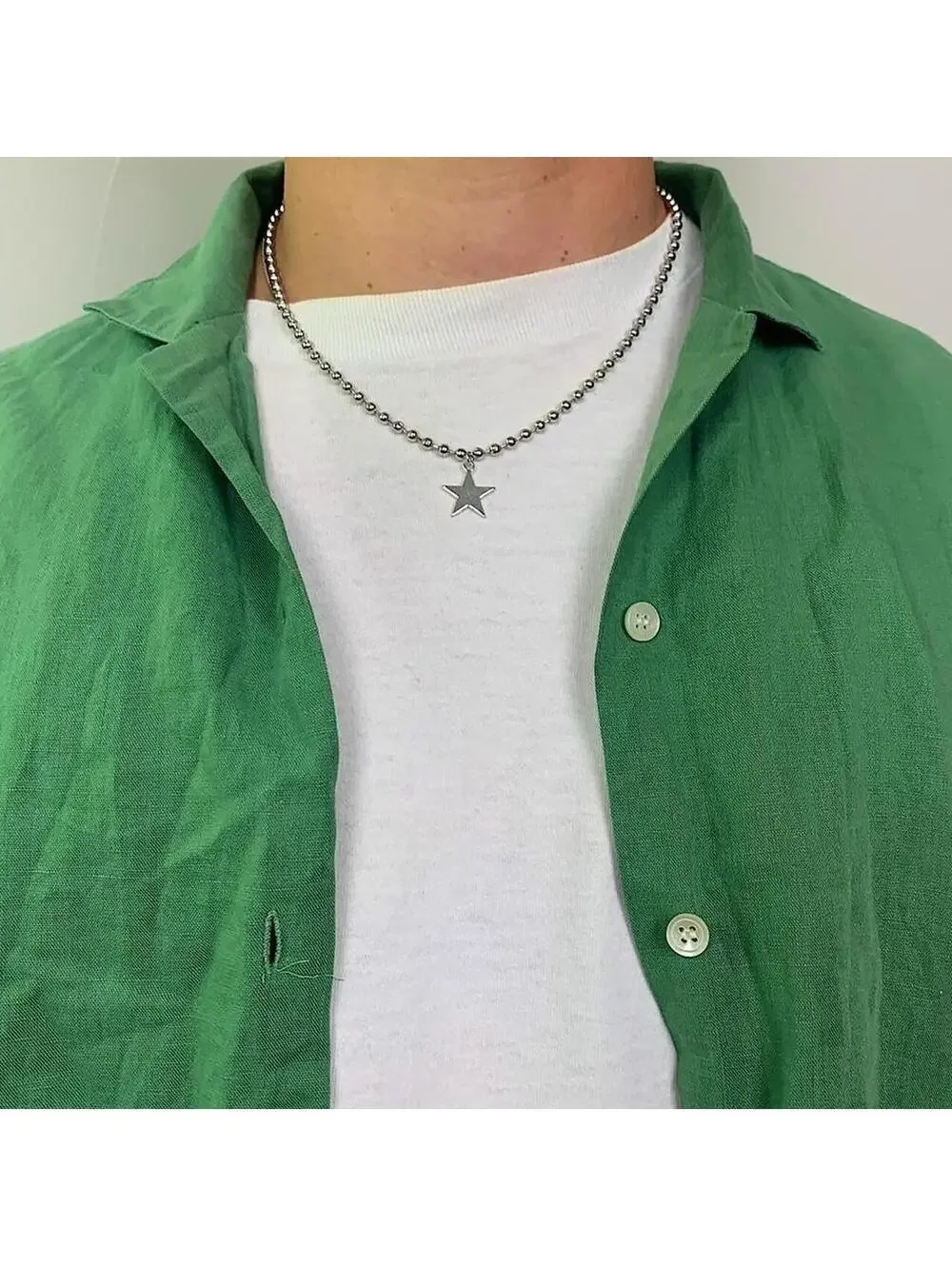 Steel Star Pendant y2k Cyber style choker necklace. Men’s women’s unisex. 17.5